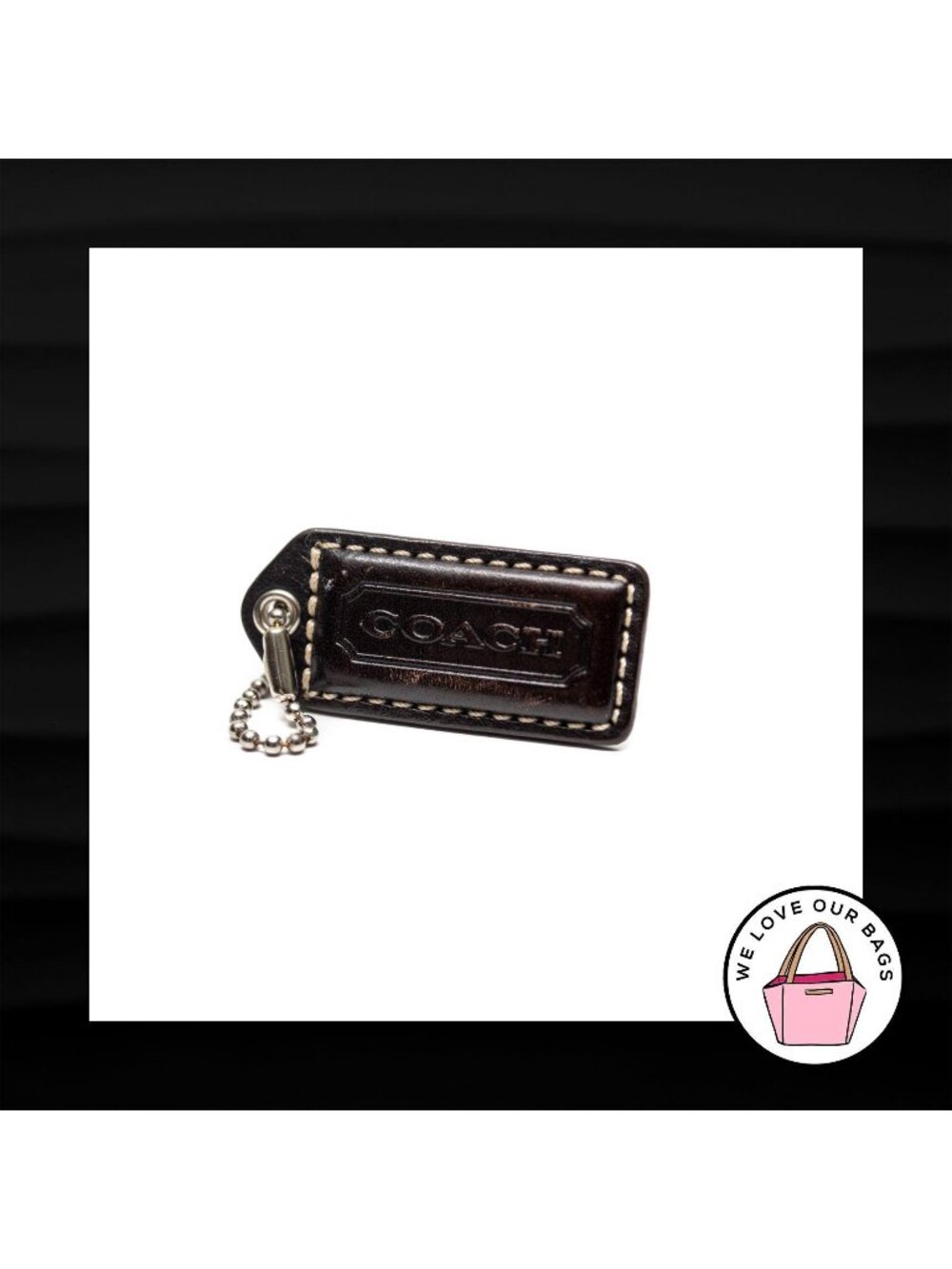 2" Medium COACH BROWN LEATHER KEY FOB BAG CHARM